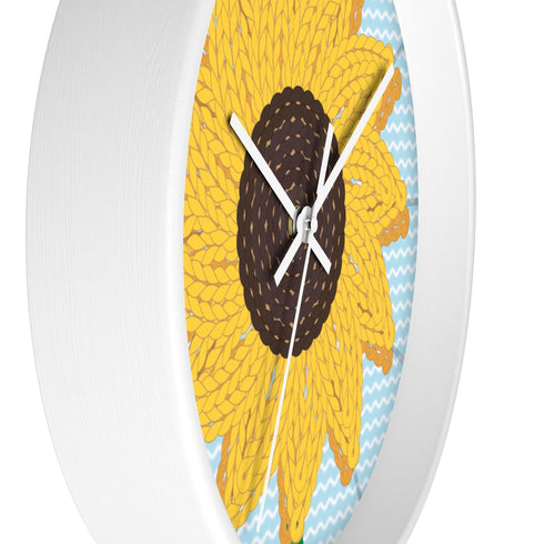 Sunflower Stitches Wall Clock